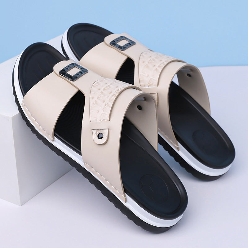 ☀️ 50% Off | Men's Faux Leather Slip-On Sandals – Premium Comfort & Free Shipping! ✈️🌞