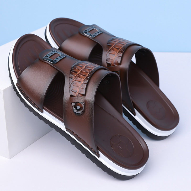 ☀️ 50% Off | Men's Faux Leather Slip-On Sandals – Premium Comfort & Free Shipping! ✈️🌞
