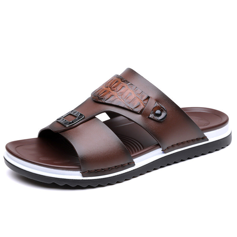 ☀️ 50% Off | Men's Faux Leather Slip-On Sandals – Premium Comfort & Free Shipping! ✈️🌞