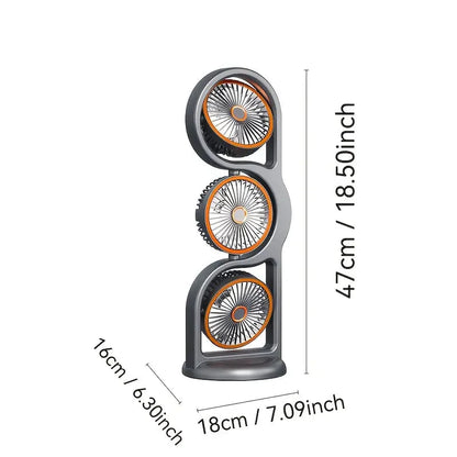 📢📢50% OFF !! ⏰3-Head USB Rechargeable Desk Fan, 720° Air Circulation, 5 Speeds, Ultra Quiet Portable Mini Cooler for Office Bedroom Camping