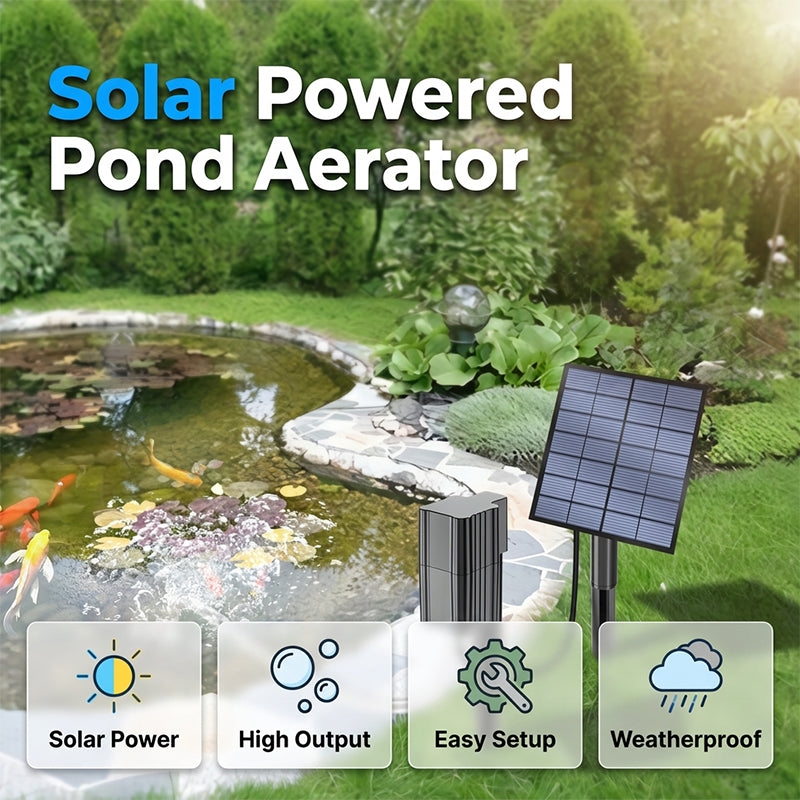 ☀️ Solar Pond Aerator with Air Pump – Crystal Clear Water & Healthier Fish Without Electricity Bills 🐟
