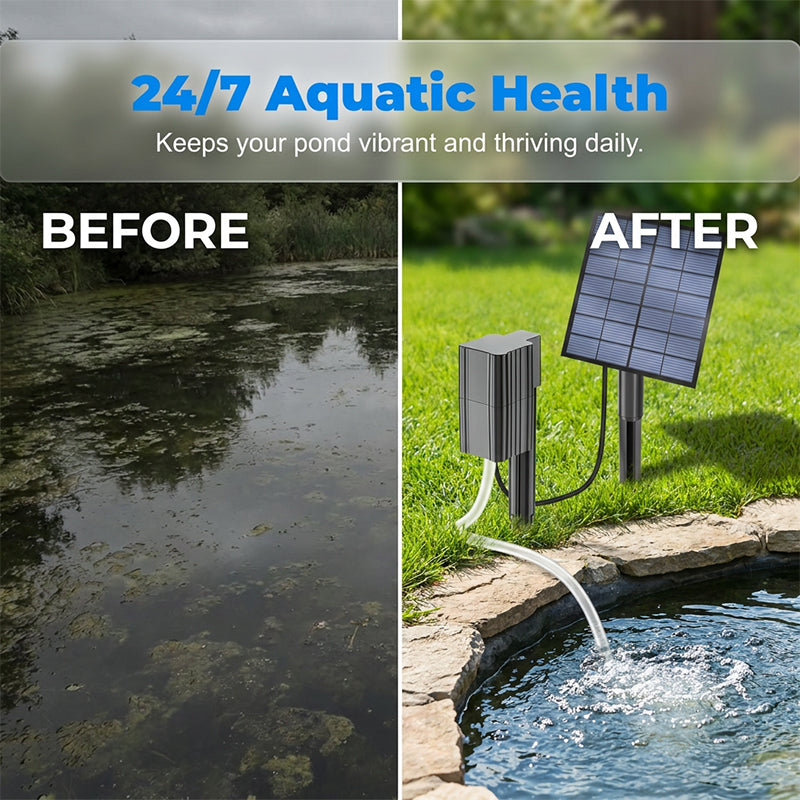 ☀️ Solar Pond Aerator with Air Pump – Crystal Clear Water & Healthier Fish Without Electricity Bills 🐟