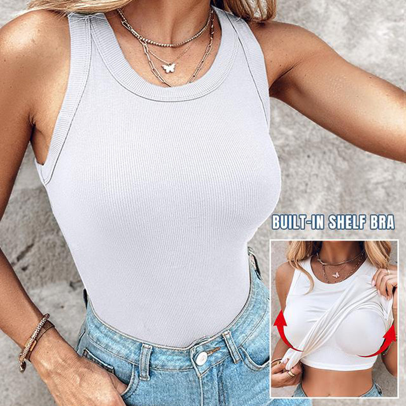 🌸 Soft Ribbed Vest Top with Shelf Bra – Cosy, Supportive & Perfect for Layering 💕