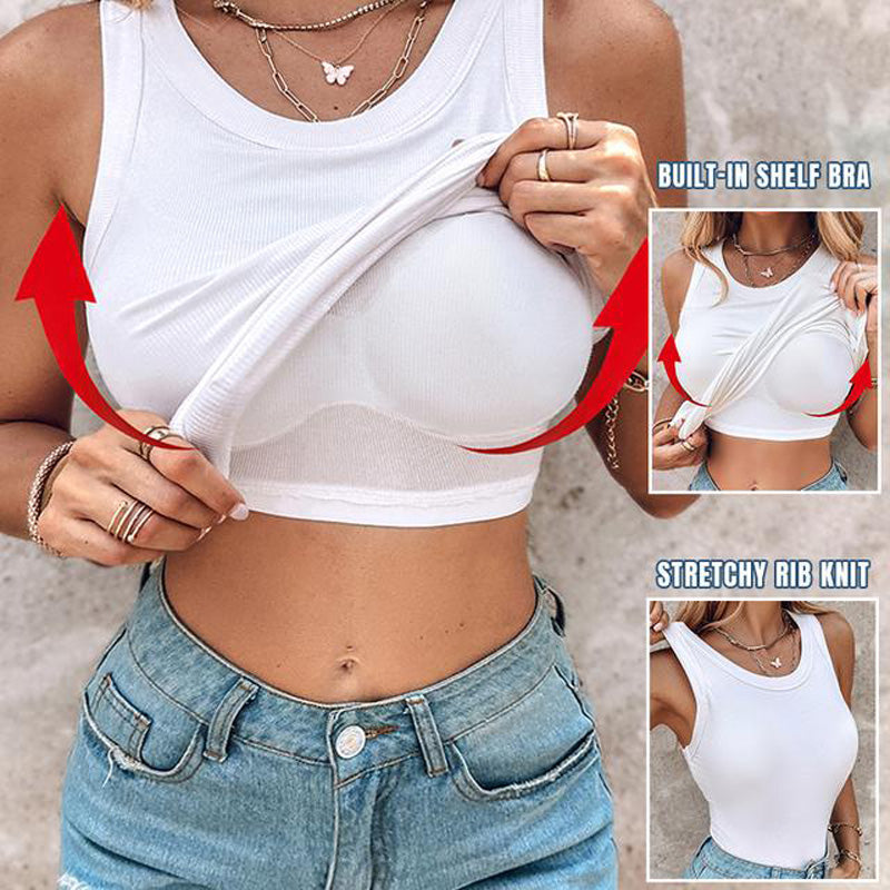 🌸 Soft Ribbed Vest Top with Shelf Bra – Cosy, Supportive & Perfect for Layering 💕