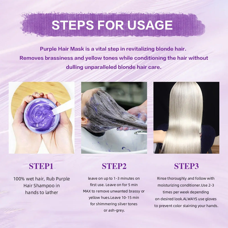 🏆 Last Day Special Price £9.99 ! ✨Moisturizing Purple Hair Mask with Long-Lasting Scent, Anti-Brass Deep Conditioning Mask for Blonde Bleached Hair