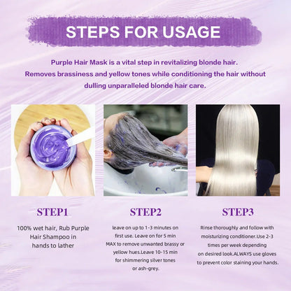 🏆 Last Day Special Price £9.99 ! ✨Moisturizing Purple Hair Mask with Long-Lasting Scent, Anti-Brass Deep Conditioning Mask for Blonde Bleached Hair