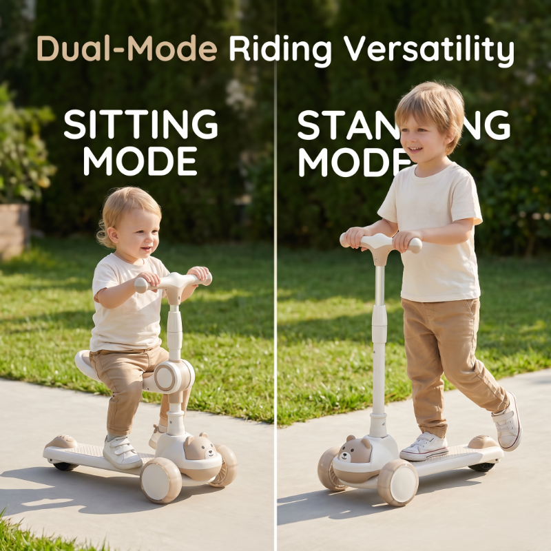 🛴 Anti-Tip Kick Scooter for Kids with Light-Up Wheels – Safe, Stable and Fun for Outdoor Play ✨