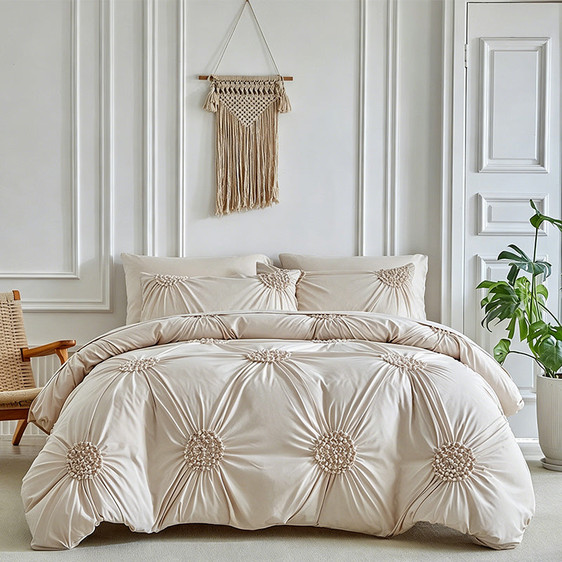 🛏️ 50% Off! Elegant Pinch Pleat Duvet Cover Set – Luxury Hotel Quality Bedding for Your Home