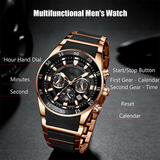 ✨ 50% Off – Men's Waterproof Multifunctional Quartz Watch ⌚