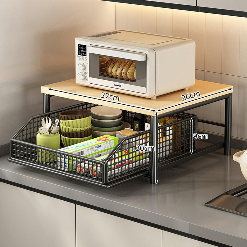 📦 50% Off!  2-Tier Kitchen Microwave Stand with Slide-Out Storage Drawer