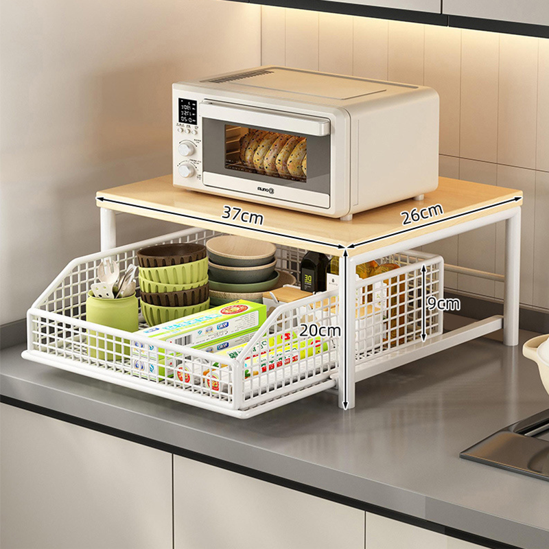 📦 50% Off!  2-Tier Kitchen Microwave Stand with Slide-Out Storage Drawer