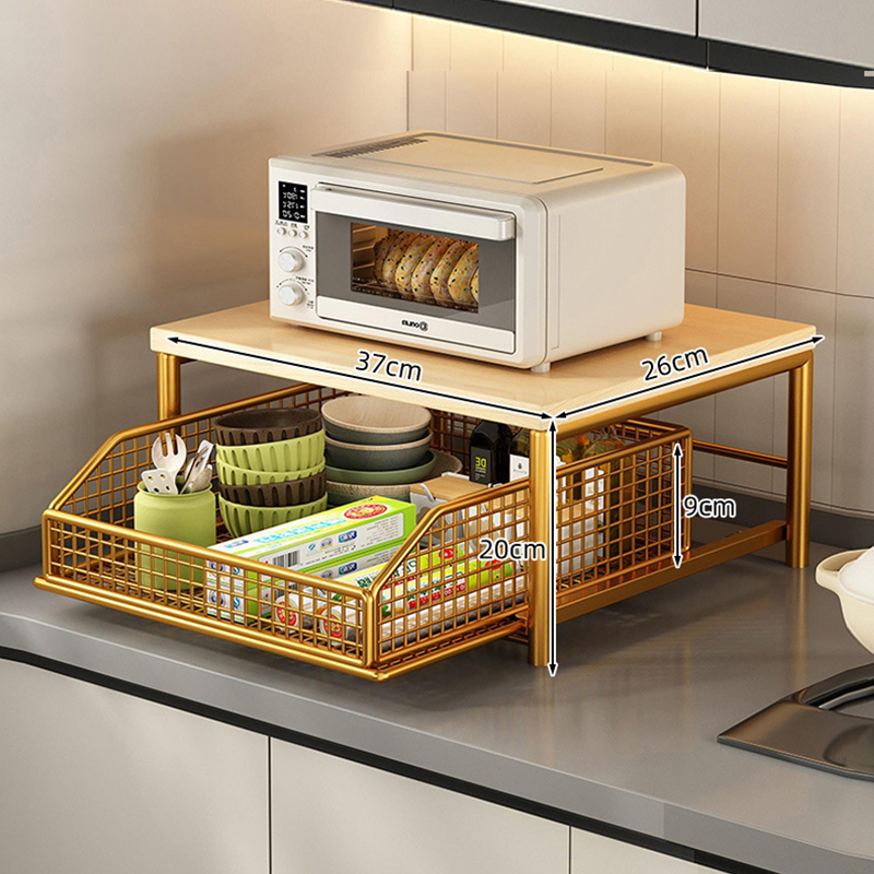 📦 50% Off!  2-Tier Kitchen Microwave Stand with Slide-Out Storage Drawer