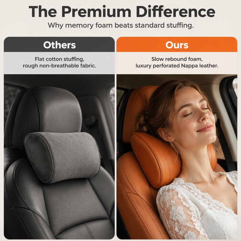 🚗 50% OFF! Universal Memory Foam Car Headrest Neck Pillow ✨ 360° Ergonomic Support, Instant Neck Pain Relief For All Cars & Office Chairs 🌿