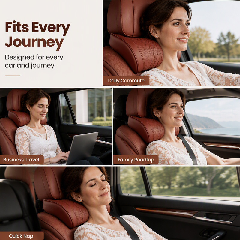 🚗 50% OFF! Universal Memory Foam Car Headrest Neck Pillow ✨ 360° Ergonomic Support, Instant Neck Pain Relief For All Cars & Office Chairs 🌿