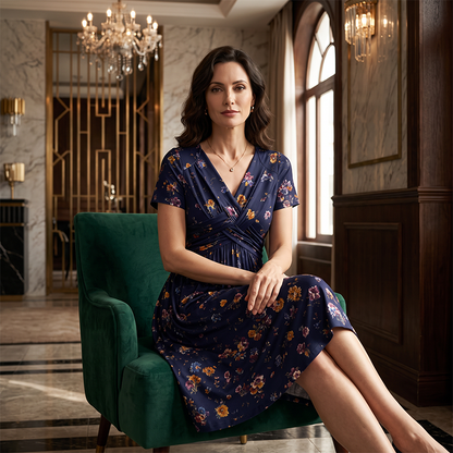 FLAWLESS FIT! 💃 50% OFF Floral V-Neck Dress With Twist Waist 🌿