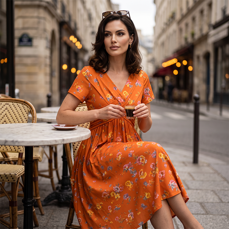 FLAWLESS FIT! 💃 50% OFF Floral V-Neck Dress With Twist Waist 🌿