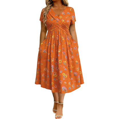 FLAWLESS FIT! 💃 50% OFF Floral V-Neck Dress With Twist Waist 🌿