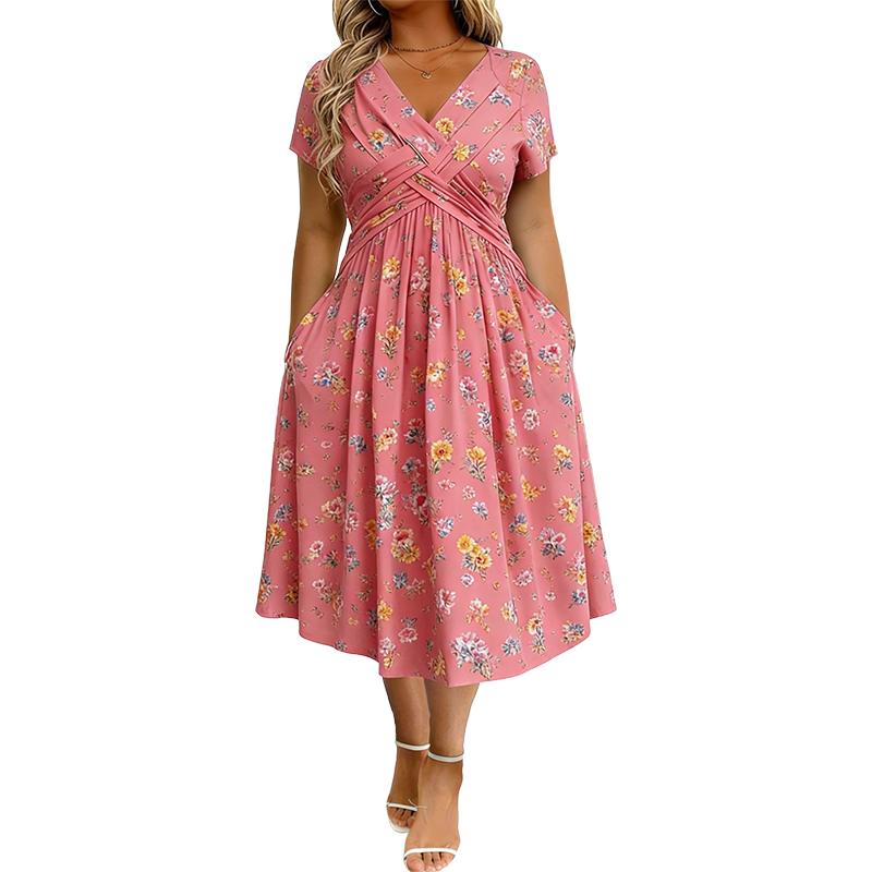 FLAWLESS FIT! 💃 50% OFF Floral V-Neck Dress With Twist Waist 🌿