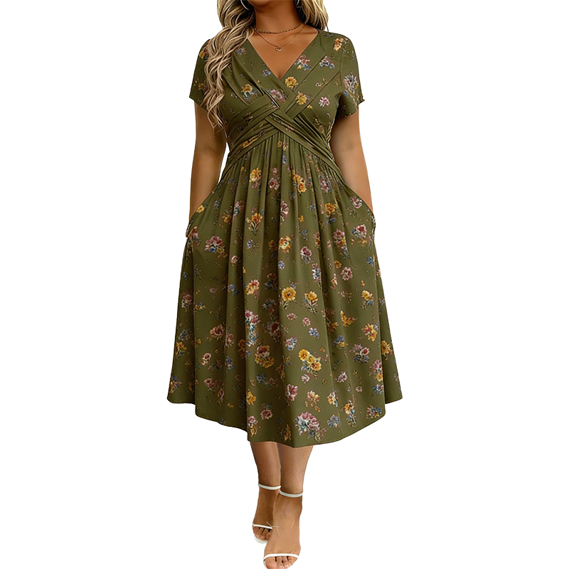 FLAWLESS FIT! 💃 50% OFF Floral V-Neck Dress With Twist Waist 🌿