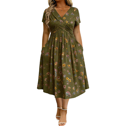 FLAWLESS FIT! 💃 50% OFF Floral V-Neck Dress With Twist Waist 🌿