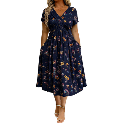 FLAWLESS FIT! 💃 50% OFF Floral V-Neck Dress With Twist Waist 🌿