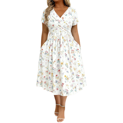 FLAWLESS FIT! 💃 50% OFF Floral V-Neck Dress With Twist Waist 🌿