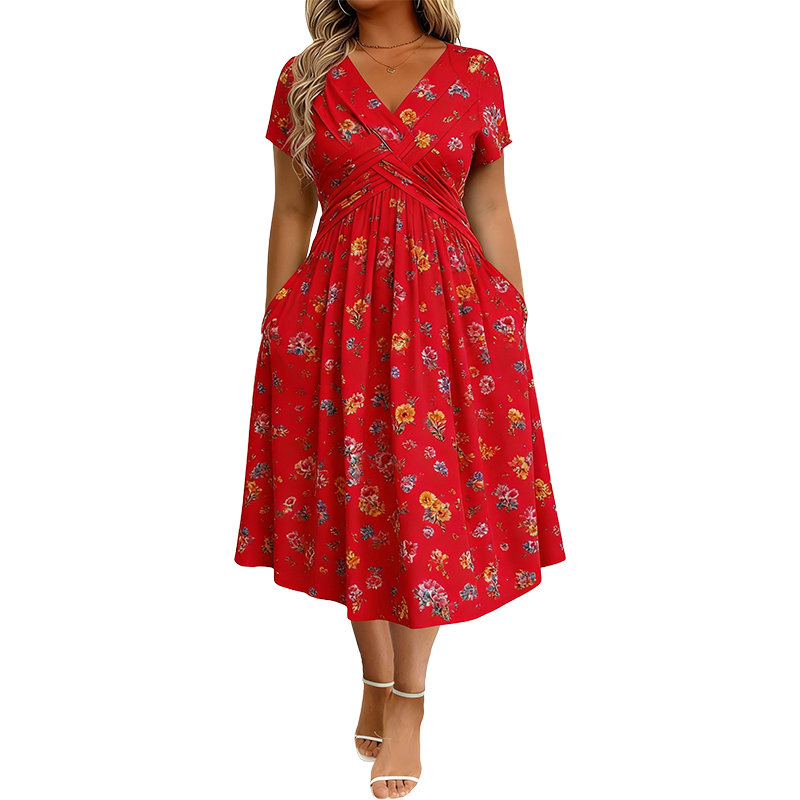 FLAWLESS FIT! 💃 50% OFF Floral V-Neck Dress With Twist Waist 🌿