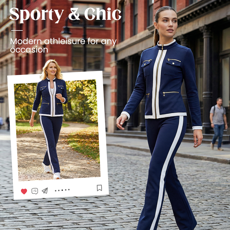 ✨50% OFF | Women's Sporty Chic Two-Piece Tracksuit Set – Stylish Comfort For Everyday & Travel🤍