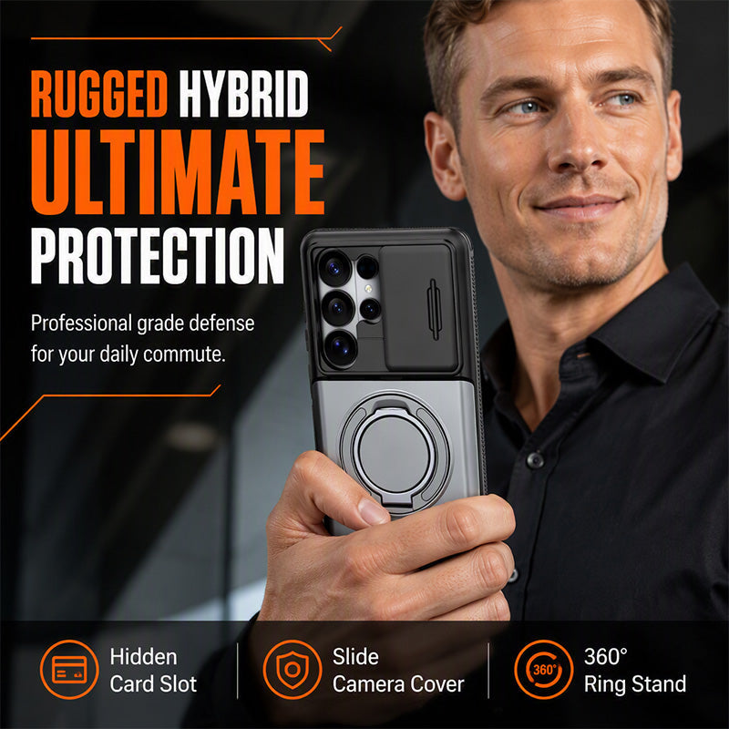 📱Limited Time Offer £12.99! 2‑in‑1 Shockproof Phone Case with Hidden Card Holder, Rugged Hybrid Protective Cover, Slide Camera Cover & 360° Rotatable Ring Stand Heavy‑Duty Phone Shell