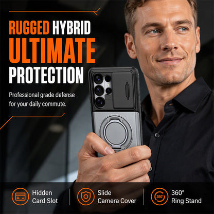 📱Limited Time Offer £12.99! 2‑in‑1 Shockproof Phone Case with Hidden Card Holder, Rugged Hybrid Protective Cover, Slide Camera Cover & 360° Rotatable Ring Stand Heavy‑Duty Phone Shell