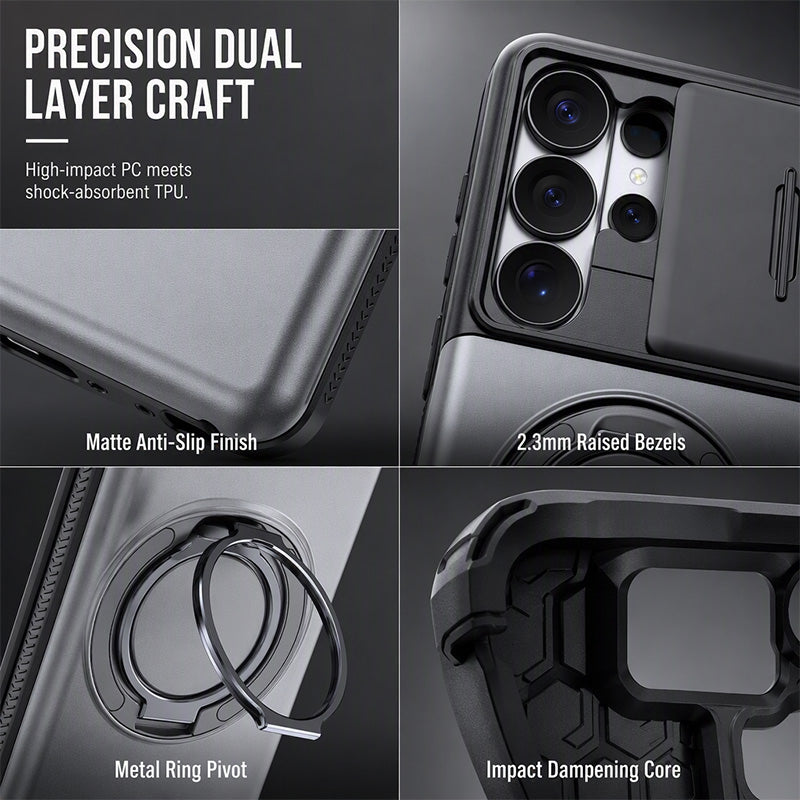 📱Limited Time Offer £12.99! 2‑in‑1 Shockproof Phone Case with Hidden Card Holder, Rugged Hybrid Protective Cover, Slide Camera Cover & 360° Rotatable Ring Stand Heavy‑Duty Phone Shell