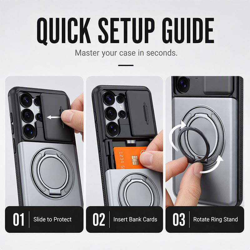 📱Limited Time Offer £12.99! 2‑in‑1 Shockproof Phone Case with Hidden Card Holder, Rugged Hybrid Protective Cover, Slide Camera Cover & 360° Rotatable Ring Stand Heavy‑Duty Phone Shell