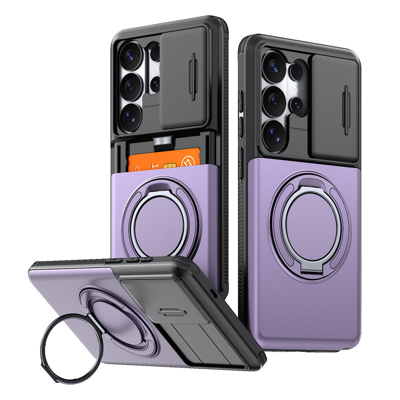 📱Limited Time Offer £12.99! 2‑in‑1 Shockproof Phone Case with Hidden Card Holder, Rugged Hybrid Protective Cover, Slide Camera Cover & 360° Rotatable Ring Stand Heavy‑Duty Phone Shell