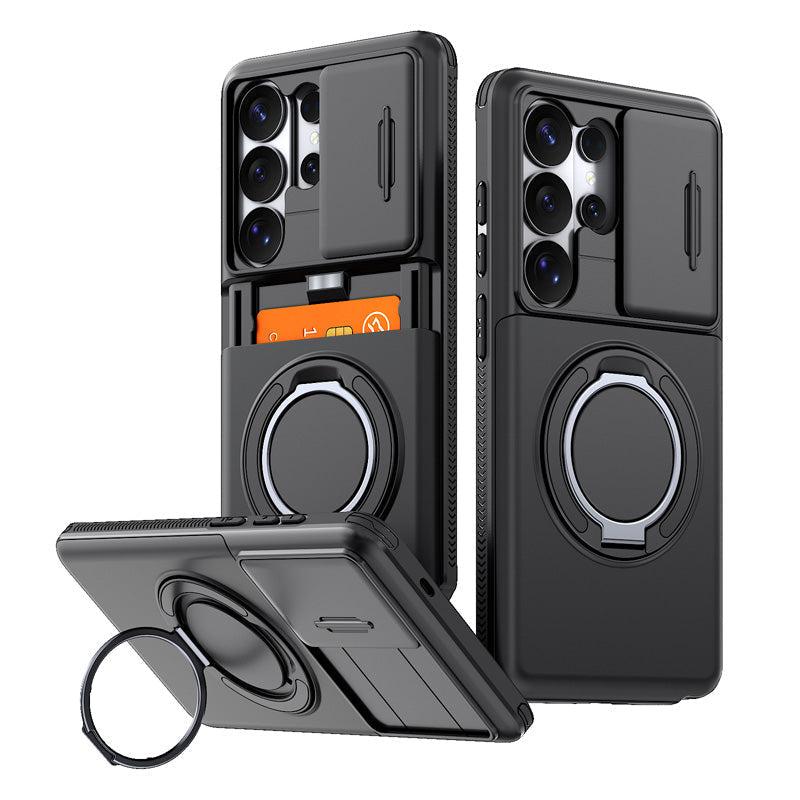 📱Limited Time Offer £12.99! 2‑in‑1 Shockproof Phone Case with Hidden Card Holder, Rugged Hybrid Protective Cover, Slide Camera Cover & 360° Rotatable Ring Stand Heavy‑Duty Phone Shell