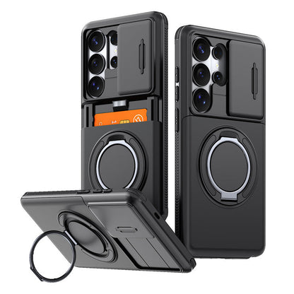 📱Limited Time Offer £12.99! 2‑in‑1 Shockproof Phone Case with Hidden Card Holder, Rugged Hybrid Protective Cover, Slide Camera Cover & 360° Rotatable Ring Stand Heavy‑Duty Phone Shell