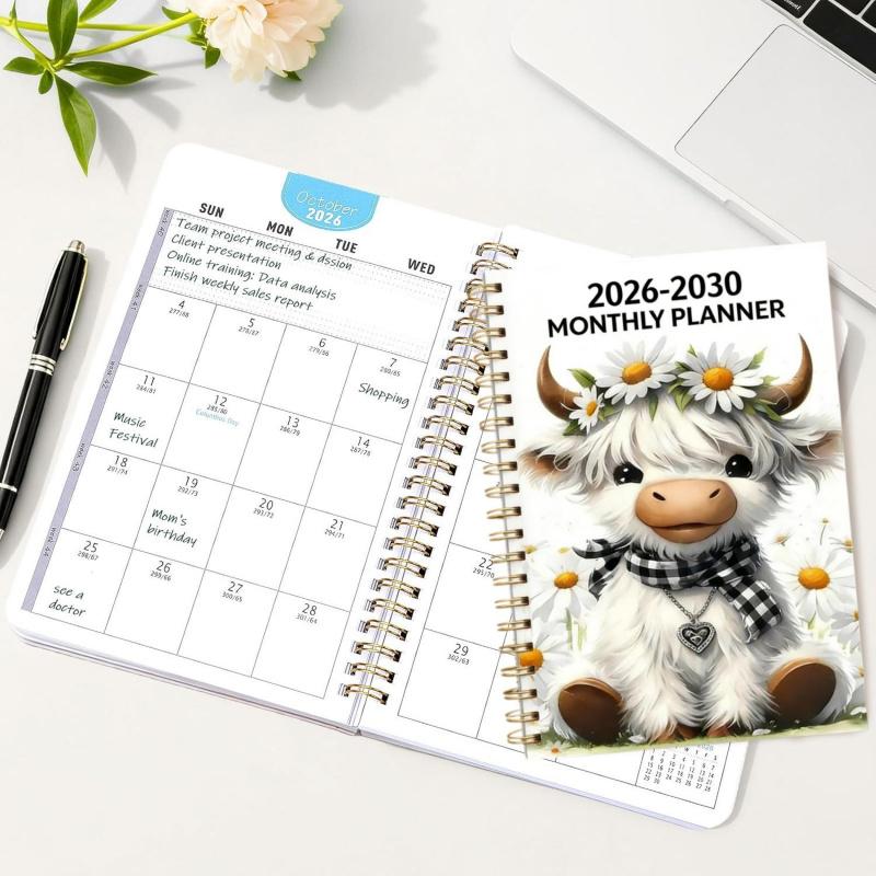 🐮 50% OFF 🌟 Adorable Highland Cow 5-Year Planner (2027–2030) ✨