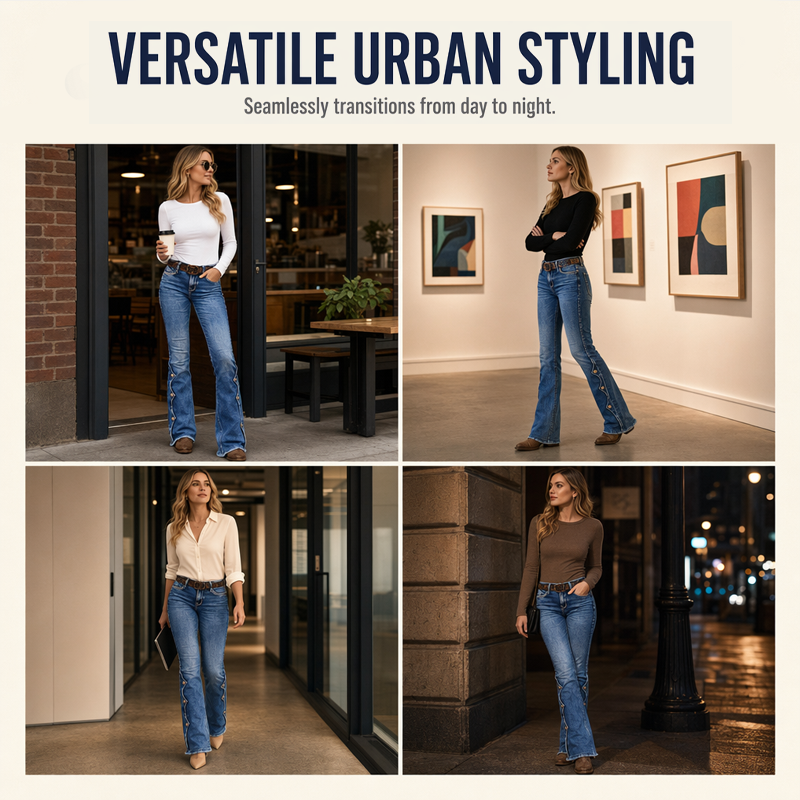 👖 50% OFF |Women High Waisted Distressed Flare Jeans