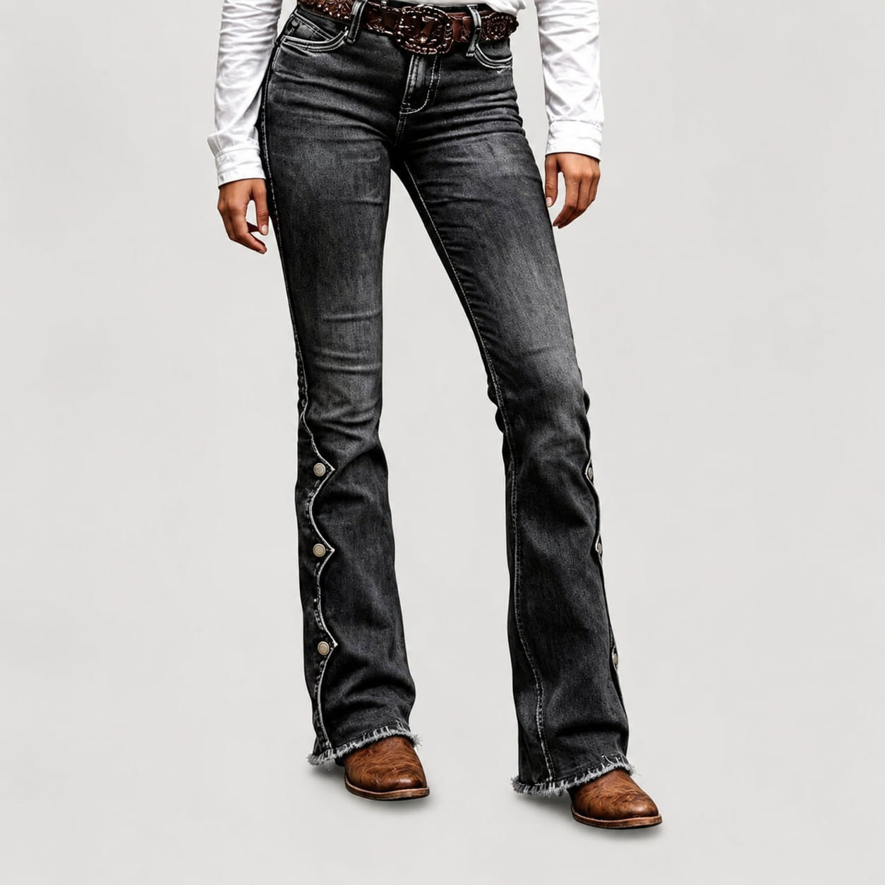 👖 50% OFF |Women High Waisted Distressed Flare Jeans