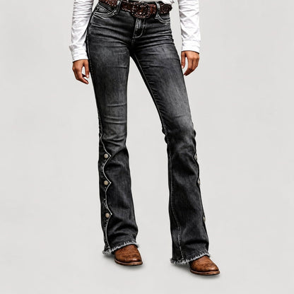 👖 50% OFF |Women High Waisted Distressed Flare Jeans