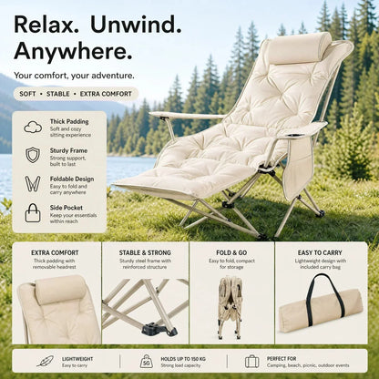 ✨ 50% OFF! Portable, Adjustable Folding Chair for Outdoor Use — Lightweight, Sturdy & Versatile 🪑🏕️ (Buy 2 & Save £5!)