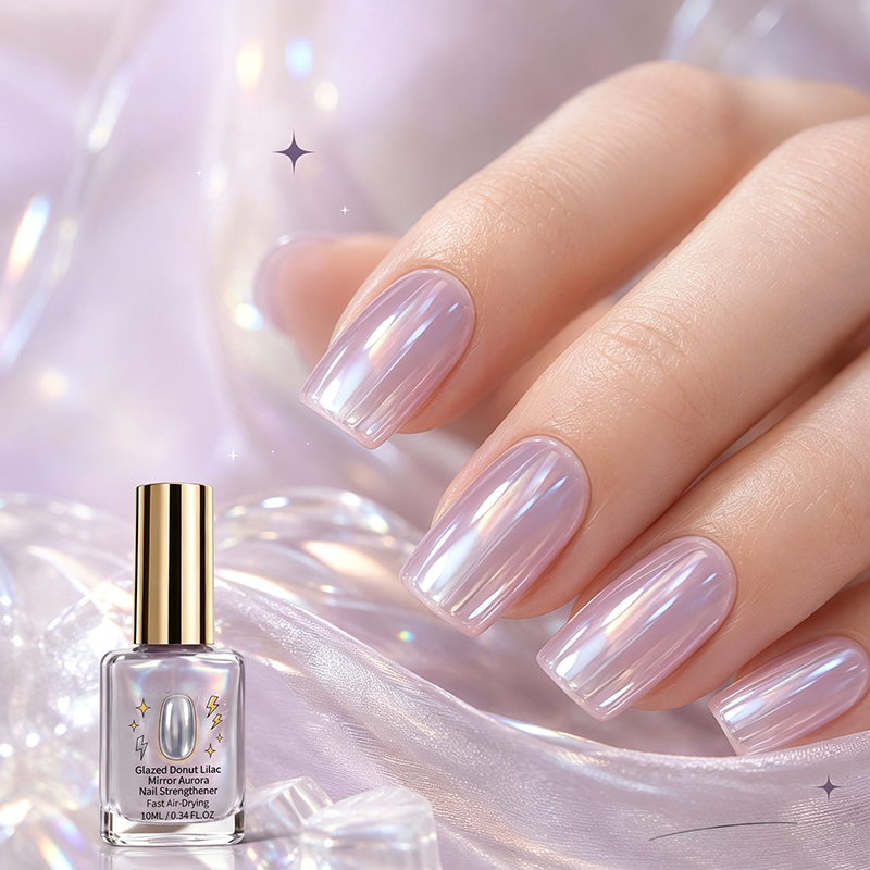 💅 50% OFF |✨ Buy 2 Get 1 Free  Lilac Glossy Mirror Nail Strengthener