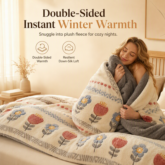 📢📢50% OFF !! ⏰Double-Sided Sherpa Fleece Comforter – Thick Warm Winter Quilt with Soft Velvet Feel for Cozy Bedroom Bedding