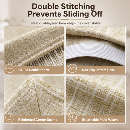 ⏳Limited-time 50% off⏰Universal Stretch Plaid Chair Cover – Protective, Easy Fit 🪑🧺