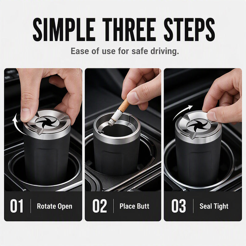 🚗 Save 50% Today! Rotating Car Ashtray With Ceramic Inner Liner ✨