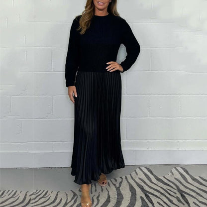 50% OFF TODAY ONLY! 👗✨-Women’s Stylish & Elegant Round-Neck Pleated Dress