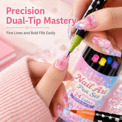 💥 24 Colors Dual Ended Nail Art Pens Set – Creative, Salon‑Quality, Easy DIY ✨