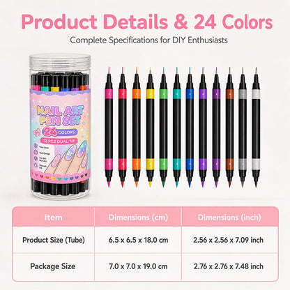 💥 24 Colors Dual Ended Nail Art Pens Set – Creative, Salon‑Quality, Easy DIY ✨