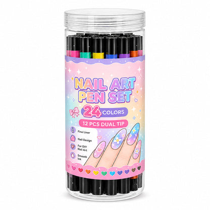 💥 24 Colors Dual Ended Nail Art Pens Set – Creative, Salon‑Quality, Easy DIY ✨