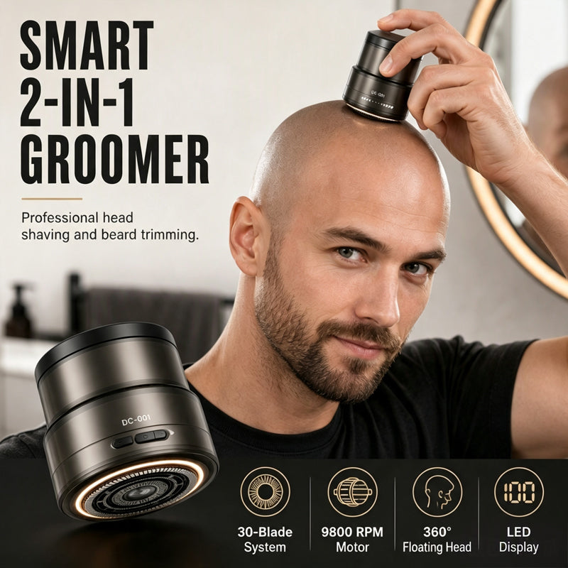✨ 50% OFF! 2-in-1 Smart Electric Bald Head Shaver & Beard Trimmer with Digital Display 💈✂️