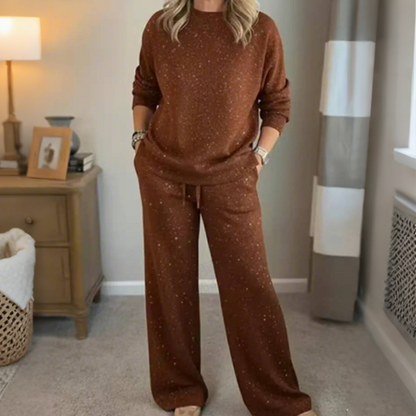 ✨🎅Early Christmas Shopping Sale: 50% Off 🎄⏰Women's Glitter Pullover Sweater & Pants 2-Piece Set